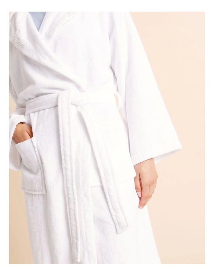 Terry Hooded Robe in White image 6