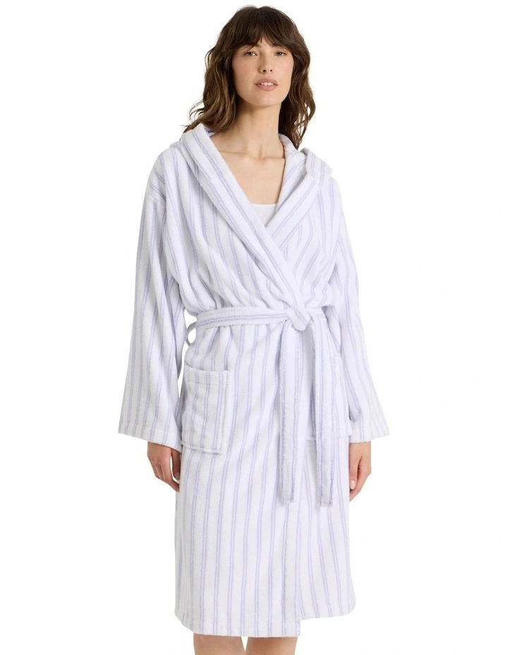 Robes Terry Hooded Robe in Blue Y/D Stripe image 1