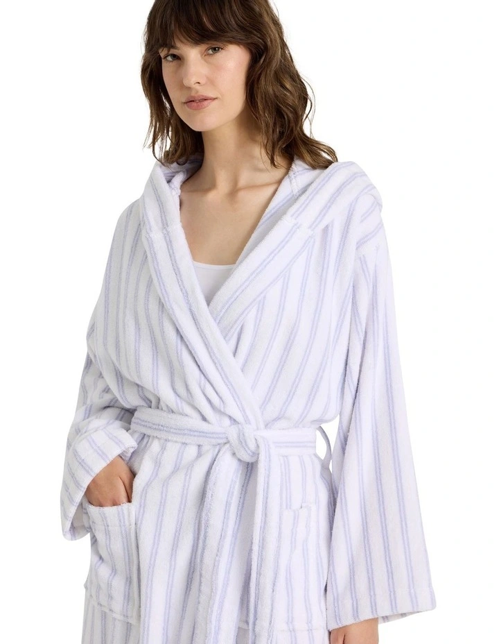Robes Terry Hooded Robe in Blue Y/D Stripe image 2