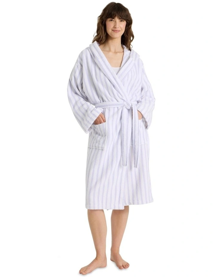 Robes Terry Hooded Robe in Blue Y/D Stripe image 3