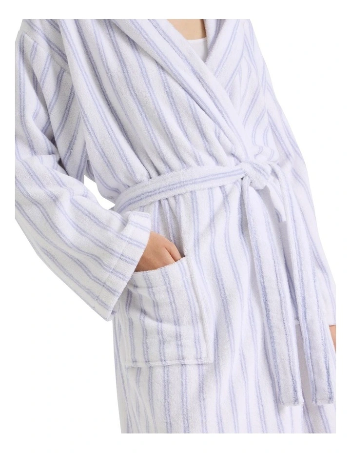 Robes Terry Hooded Robe in Blue Y/D Stripe image 4