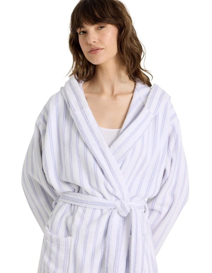 Robes Terry Hooded Robe in Blue Y/D Stripe image 6