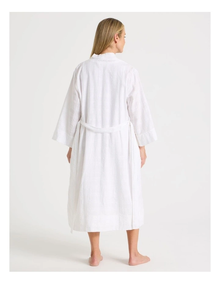 Seersucker Long Robe in White image 5