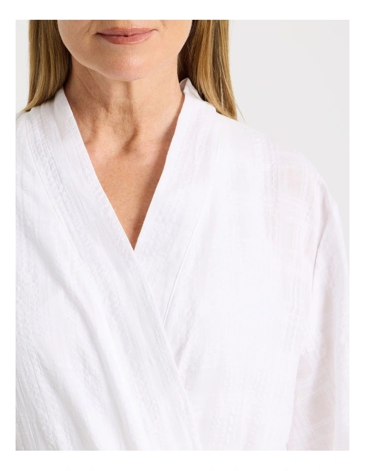 Seersucker Long Robe in White image 6