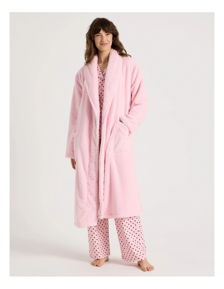 Fleece Long Robe in Light Pink image 1