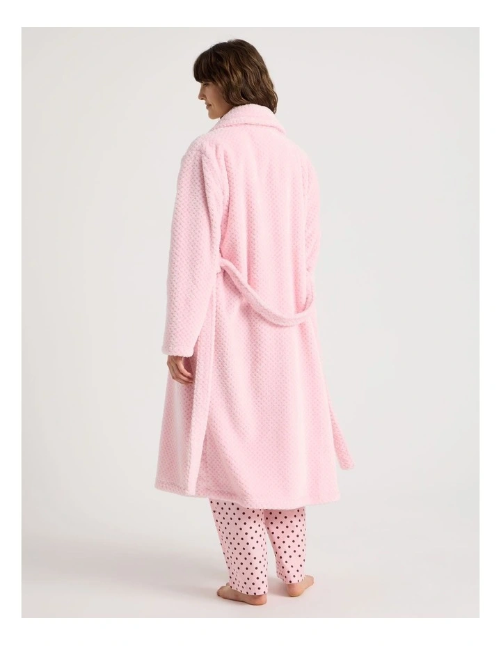 Fleece Long Robe in Light Pink image 5