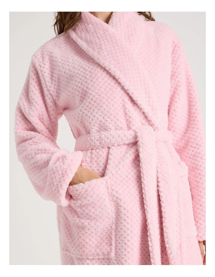 Fleece Long Robe in Light Pink image 6