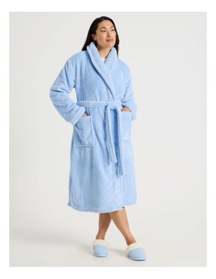 Long Fleece Robes in Light Blue image 1