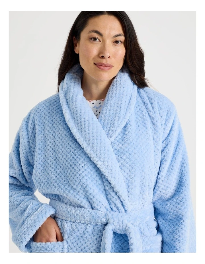 Long Fleece Robes in Light Blue image 2