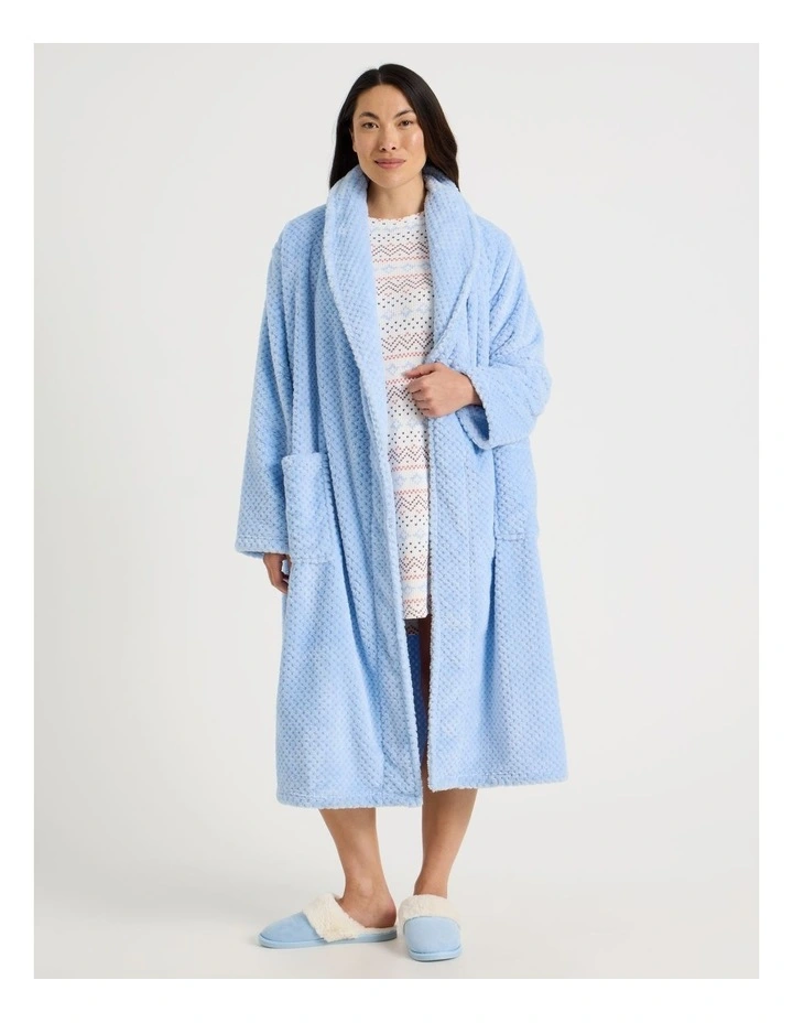 Long Fleece Robes in Light Blue image 3