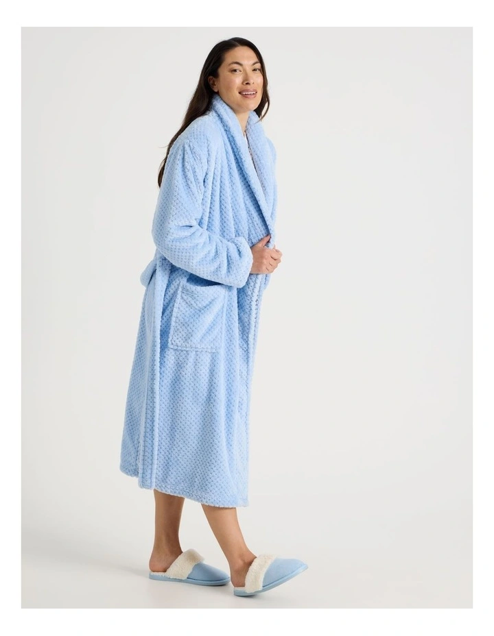 Long Fleece Robes in Light Blue image 4