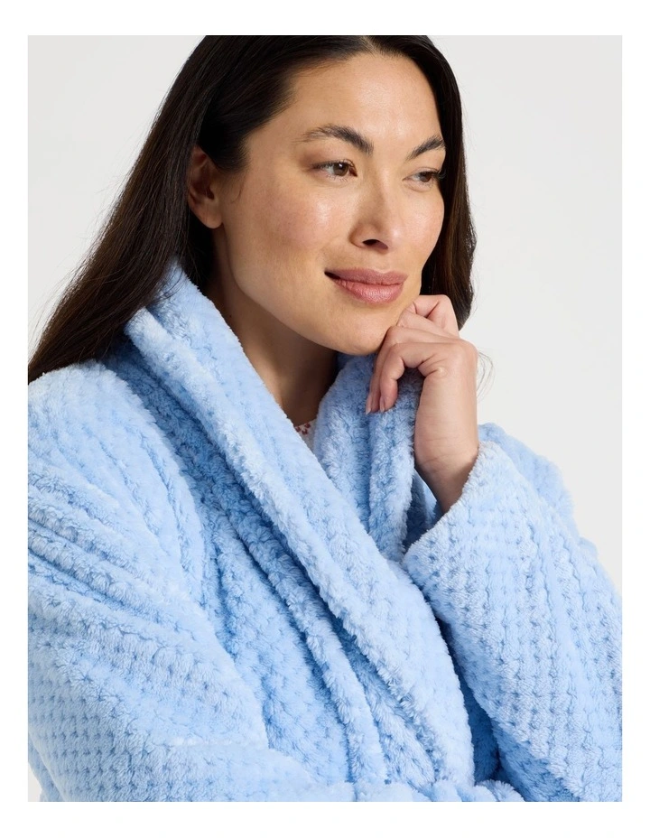 Long Fleece Robes in Light Blue image 5