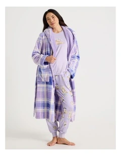 Hooded Robe in Winter Check Print