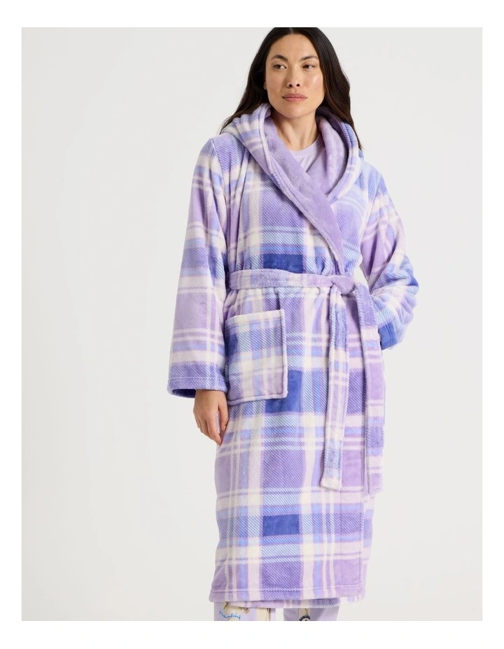 Hooded Robe in Winter Check Print image 2