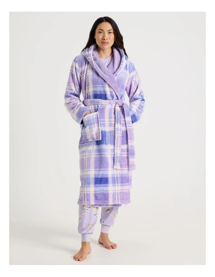 Hooded Robe in Winter Check Print image 3