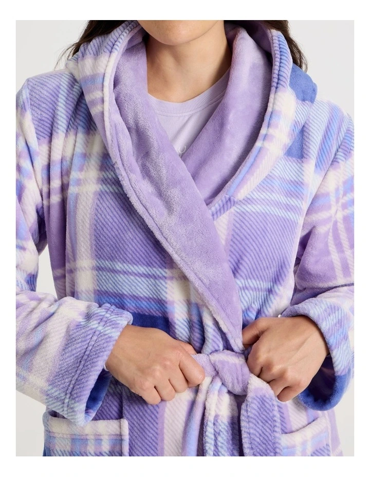 Hooded Robe in Winter Check Print image 6
