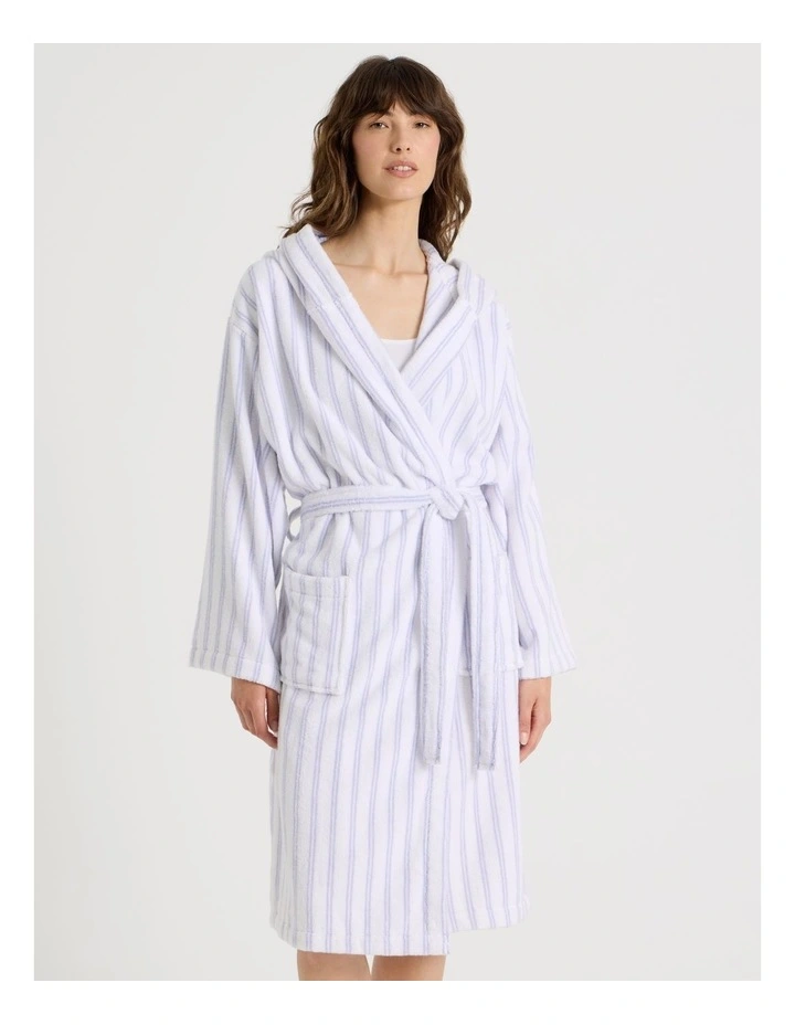 Thorpe Robe Soho Terry Hooded Robe in Blue Stripe | MYER