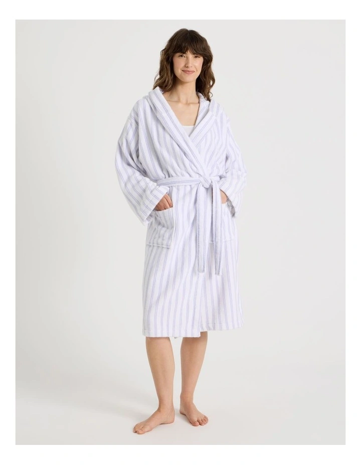 Thorpe Robe Soho Terry Hooded Robe in Blue Stripe | MYER