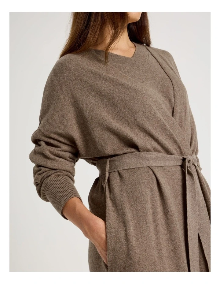 Long Knit Robe in Malt Marle image 4