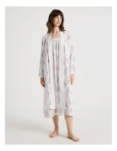 Woven Viscose Midi Robe in White Wisteria