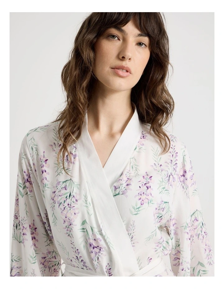 Woven Viscose Midi Robe in White Wisteria image 2