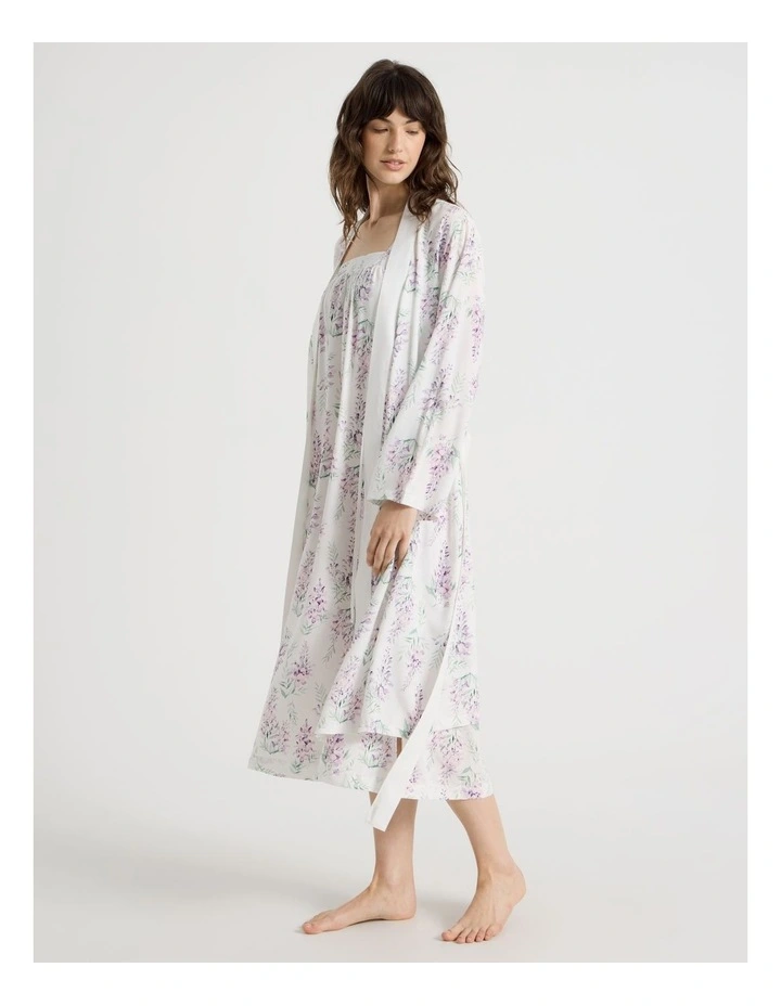 Woven Viscose Midi Robe in White Wisteria image 3