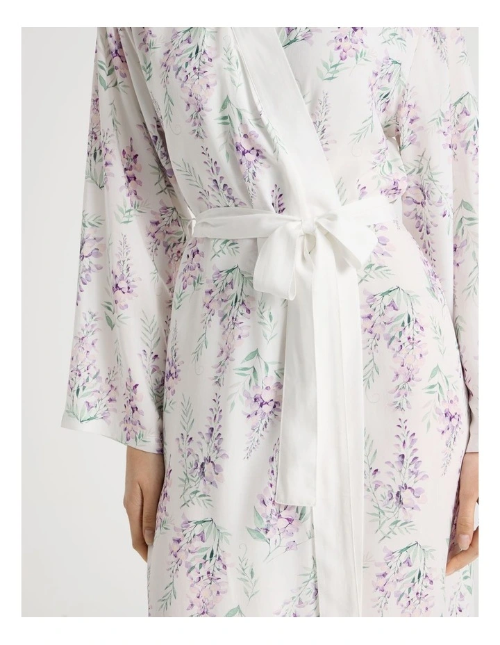 Woven Viscose Midi Robe in White Wisteria image 5