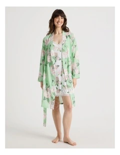 Woven Viscose Robe in Mint Hydrangea