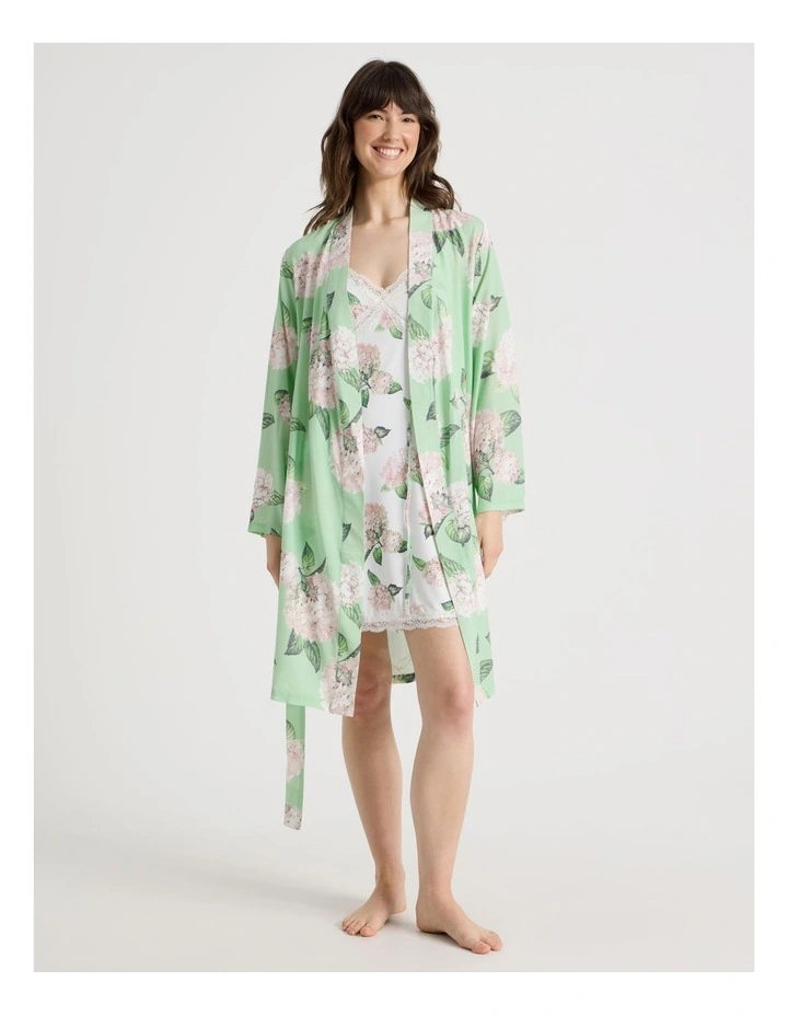 Woven Viscose Robe in Mint Hydrangea image 1