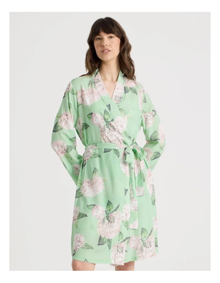 Woven Viscose Robe in Mint Hydrangea image 2