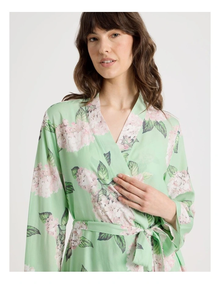 Woven Viscose Robe in Mint Hydrangea image 3