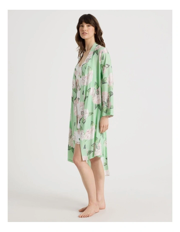 Woven Viscose Robe in Mint Hydrangea image 4