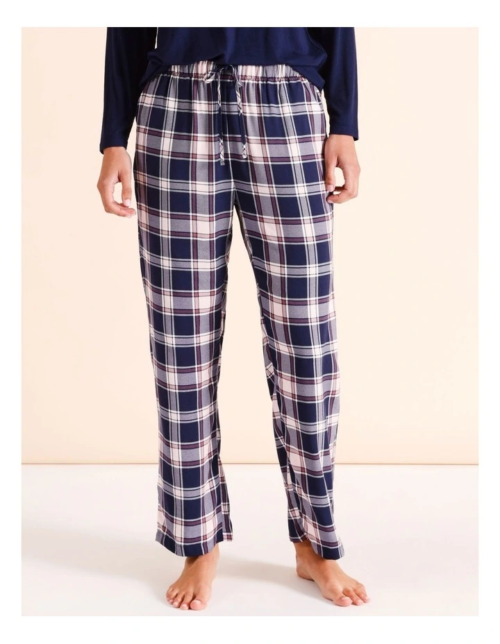 Viscose Twill Pant in Navy Check image 2