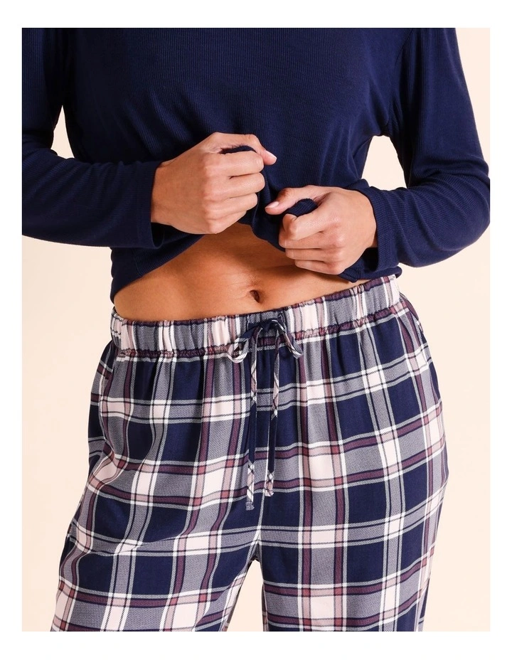 Viscose Twill Pant in Navy Check image 5