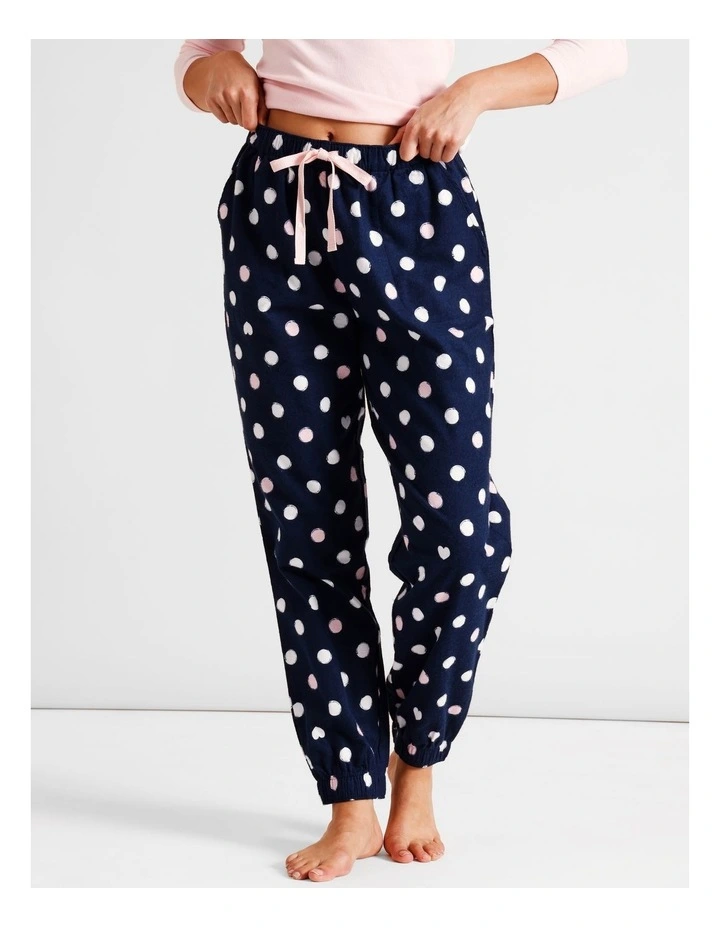 Flannelette Pyjama Pant in Navy Spot Print image 1