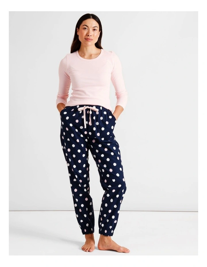 Flannelette Pyjama Pant in Navy Spot Print image 2