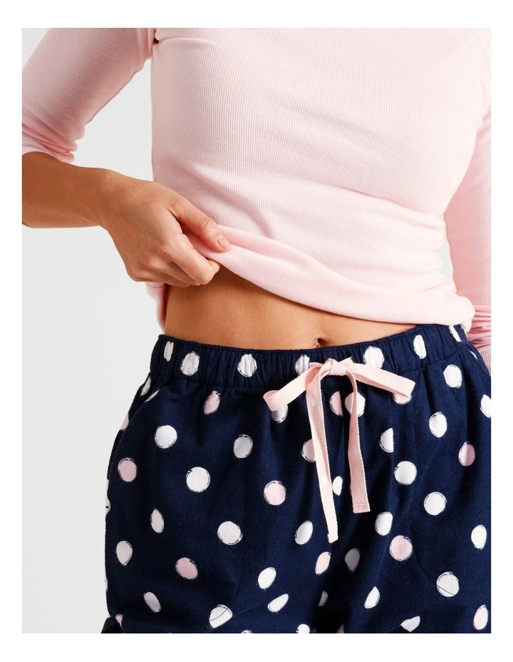 Flannelette Pyjama Pant in Navy Spot Print image 3