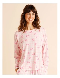 Everyday PVE Long Sleeve Top in Pink Bow Print