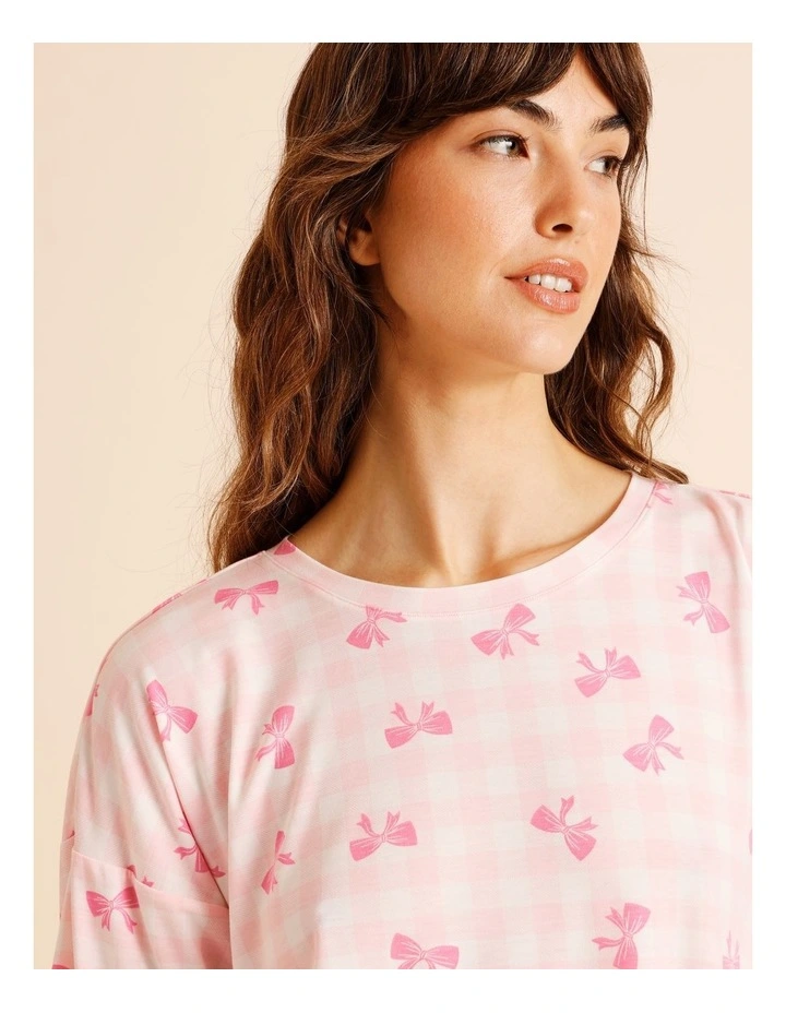 Everyday PVE Long Sleeve Top in Pink Bow Print image 3