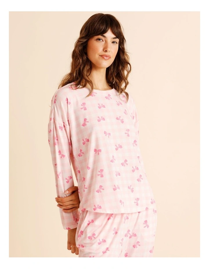 Everyday PVE Long Sleeve Top in Pink Bow Print image 4