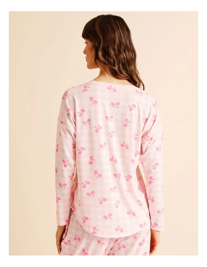 Everyday PVE Long Sleeve Top in Pink Bow Print image 5