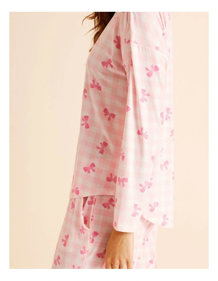 Everyday PVE Long Sleeve Top in Pink Bow Print image 6