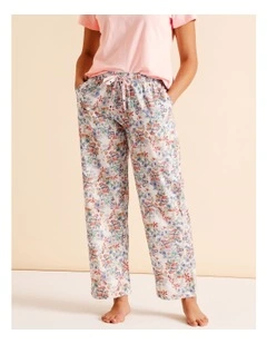 Essentials Woven Long PJ Pant in Lilac Floral Print