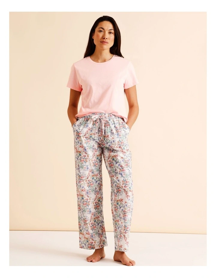 Essentials Woven Long PJ Pant in Lilac Floral Print image 2