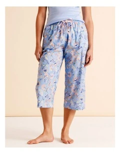 Essentials Woven 3/4 PJ Pant in Blue Paisley Print