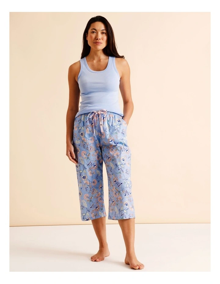 Essentials Woven 3/4 PJ Pant in Blue Paisley Print image 2