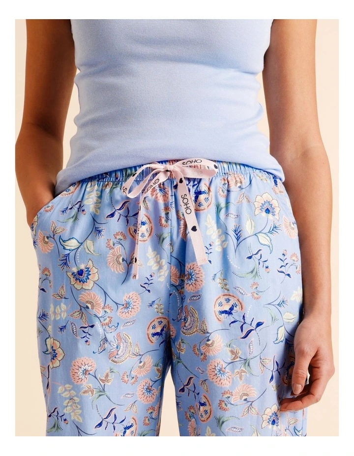 Essentials Woven 3/4 PJ Pant in Blue Paisley Print image 3