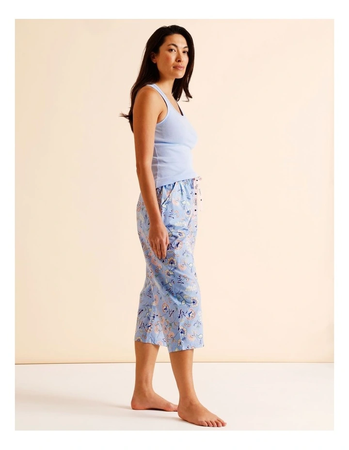 Essentials Woven 3/4 PJ Pant in Blue Paisley Print image 4