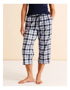 Essentials Knit 3/4 PJ Pant in Navy Check Print