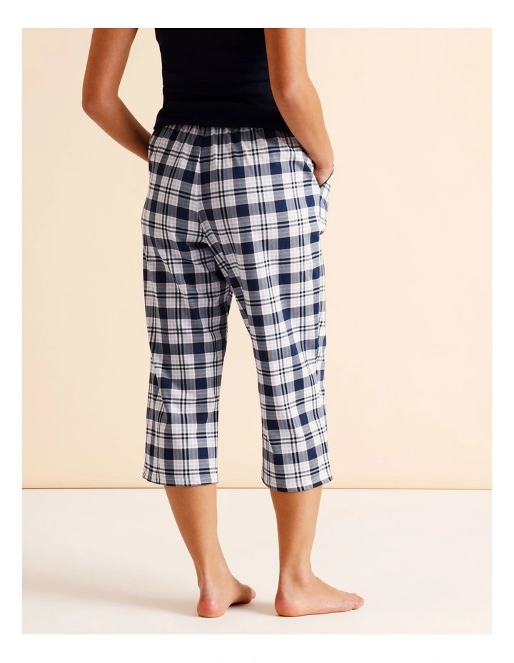 Essentials Knit 3/4 PJ Pant in Navy Check Print image 5